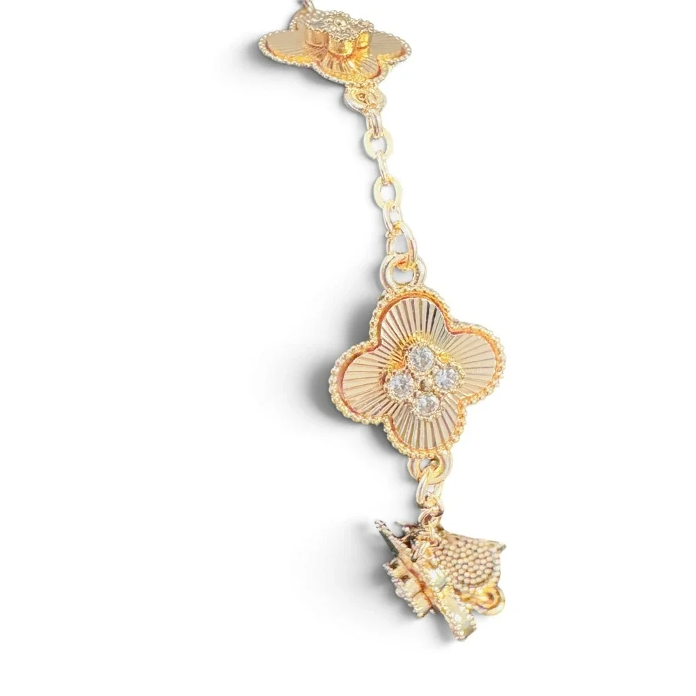 14K Gold Filled Clover Crystal Bracelet 8
